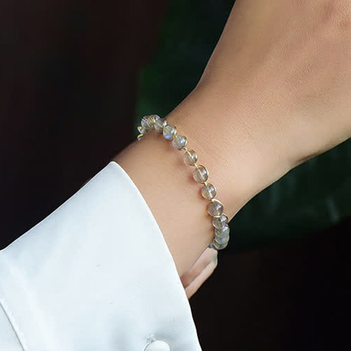 Buddha Stones Natural Moonstone 14K Gold Plated Healing Positive Bracelet - image 2