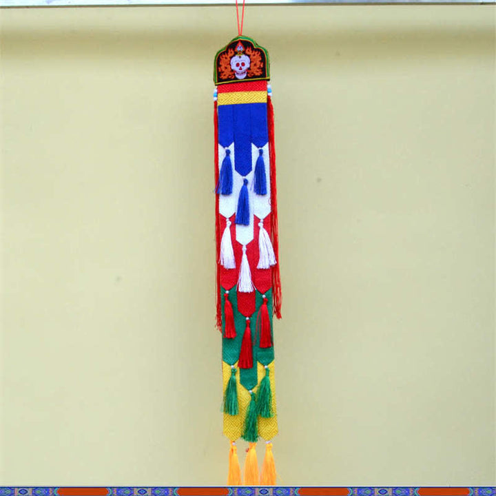 Lotus Flower Eight Auspicious Symbols Meditation Enlightenment Colorful Tassels Wall Art - Skull (70cm*9cm) - image 20