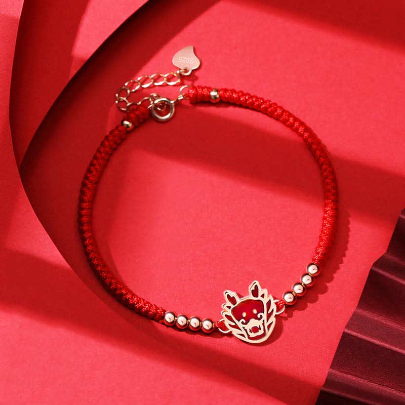 Buddha Stones 925 Sterling Silver Chinese Zodiac Luck Faith Discolor Red String Bracelet - Dragon(Wrist Circumference 15-18cm) - image 12