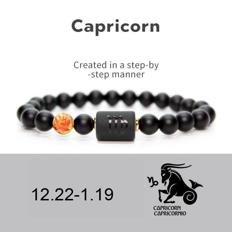 Buddha Stones 12  Constellations of the Zodiac Black Onyx Adjustable Bracelet - Capricorn - image 7