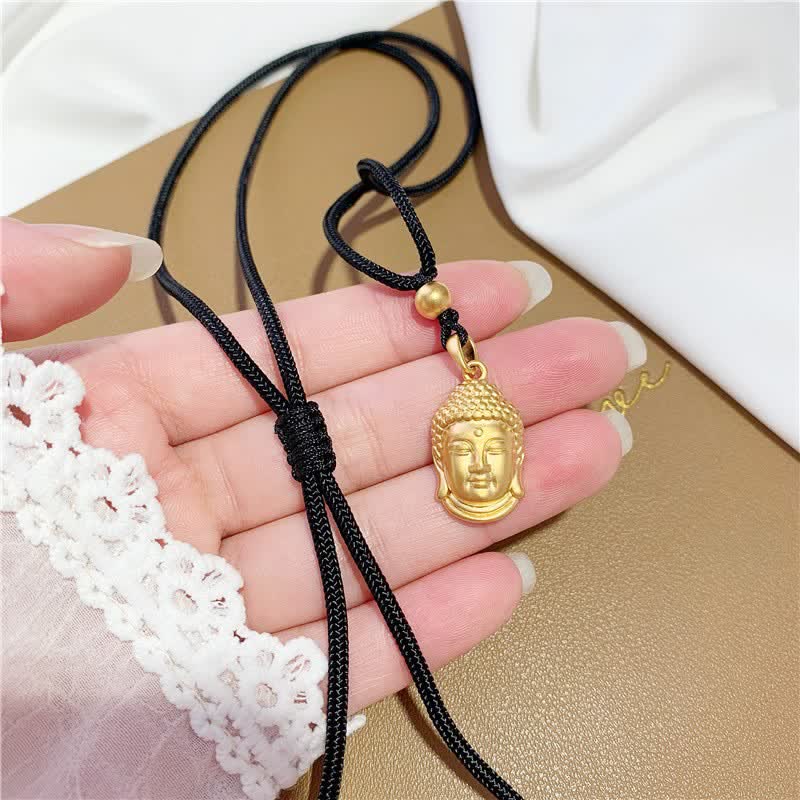 Buddha Stones Gold Buddha Copper Wealth Necklace Pendant - Small - image 4