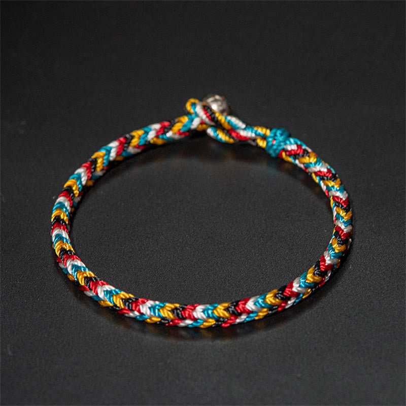 Buddha Stones Tibet Handmade Five Color Thread Protection Braid String Bracelet - image 6