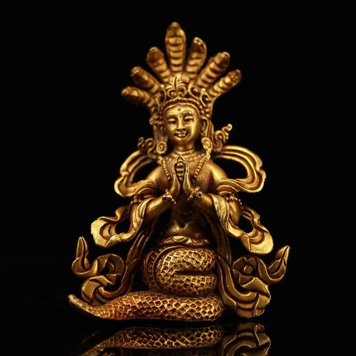Buddha Stones Bodhisattva Nagarjuna Protection Copper Statue Decoration - 9*6cm - image 0
