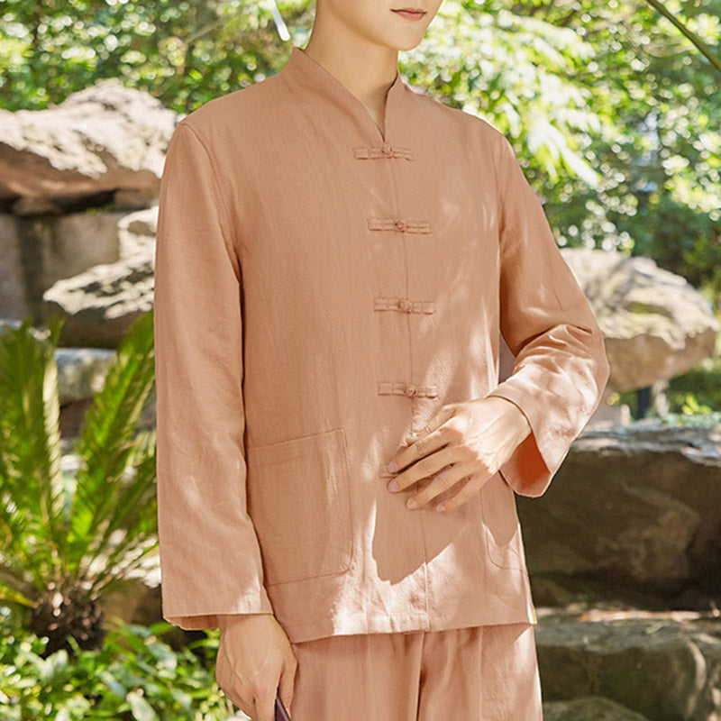 Buddha Stones Spiritual Zen Practice Yoga Meditation Prayer Clothing Cotton Linen Men's Set - SandyBrown - US/UK/AU48，EU58 (6XL) - image 10