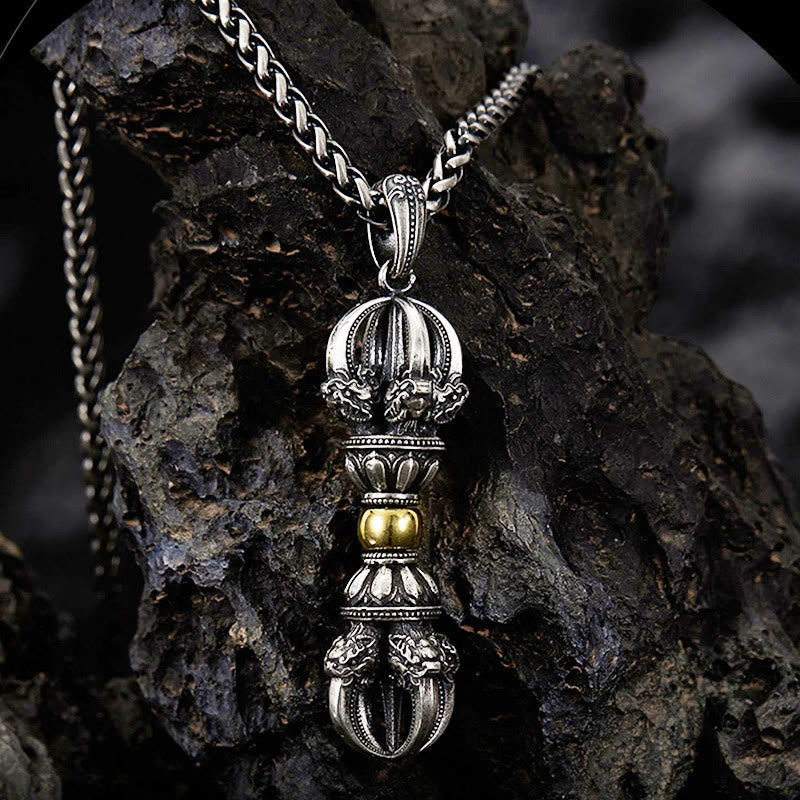 Buddha Stones Tibetan Dorje Vajra Design Wealth Necklace Pendant - Necklace&Keel Chain - image 0