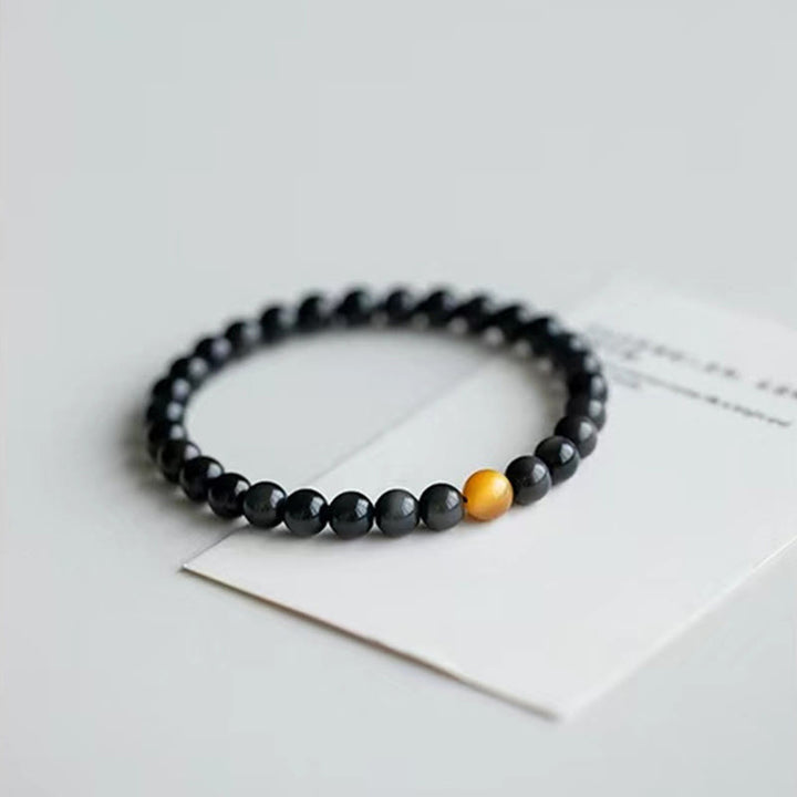 Buddha Stones Natural Rainbow Obsidian Tiger Eye Positive Love Bracelet - image 2