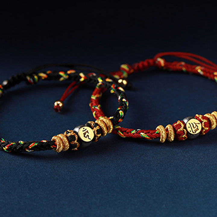 Buddha Stones Chinese Zodiac Natal Buddha Silver Luck Braided String Bracelet - image 2