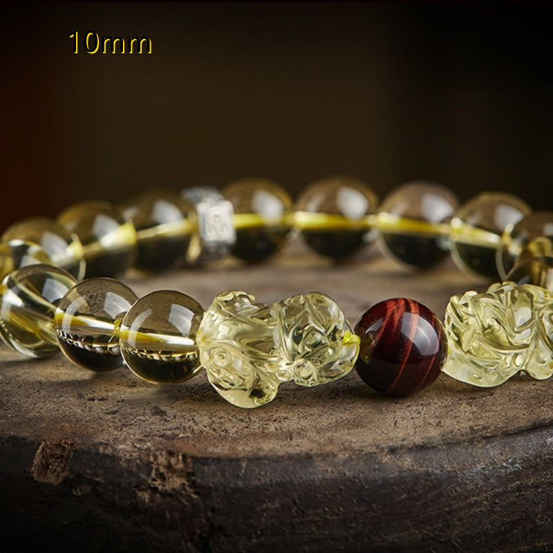 Buddha Stones Natural Citrine Double PiXiu Tiger Eye Prosperity Protection Bracelet - image 6