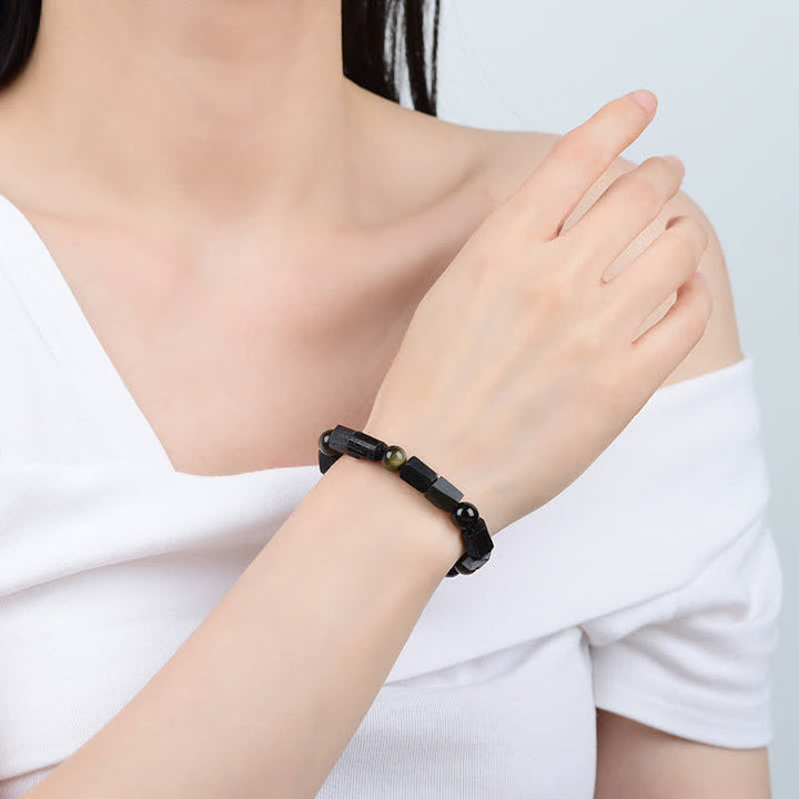 Buddha Stones Gold Sheen Obsidian Black Tourmaline Wealth Bracelet - image 2