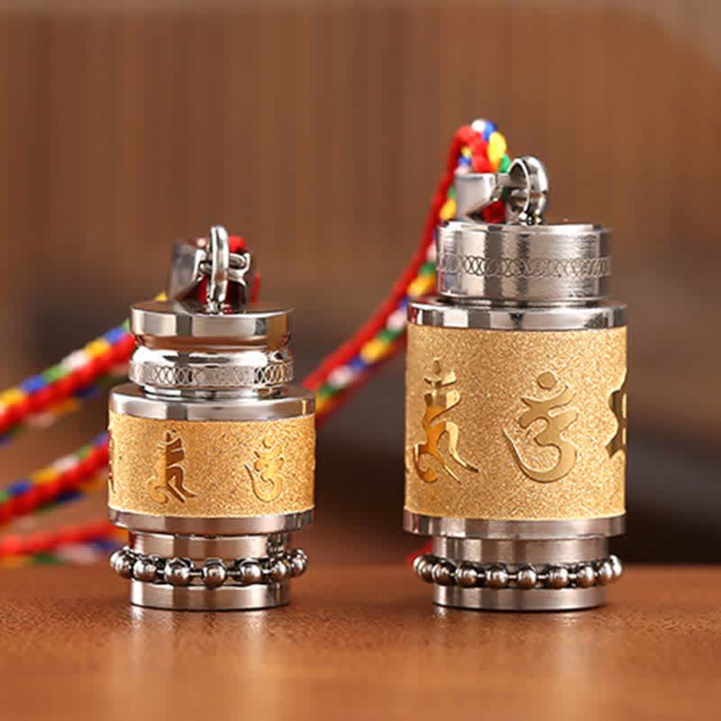 Buddha Stones Tibet Om Mani Padme Hum Shurangama Mantra Titanium Steel Wisdom Amulet Necklace Pendant - image 3