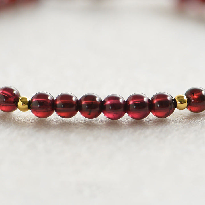Buddha Stones Natural Garnet Golden Beads Stability Bracelet - image 3