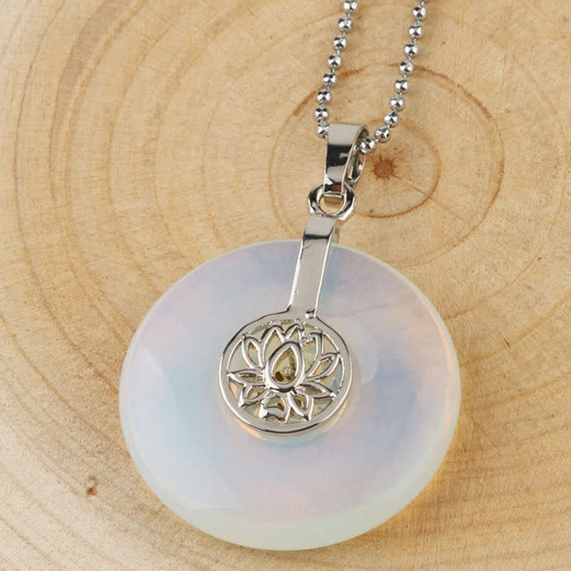 Buddha Stones Various Crystal Amethyst Pink Crystal Lotus Healing Necklace Pendant - Opal - image 11