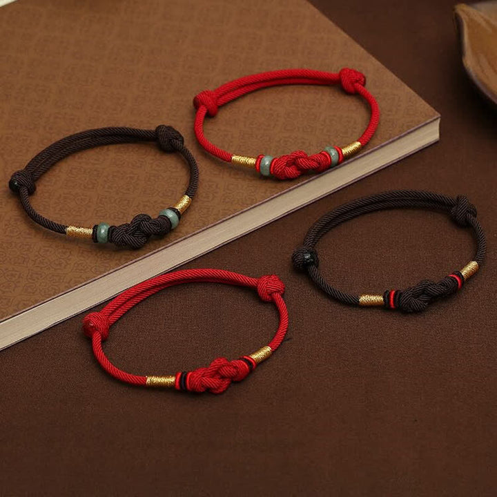 Buddha Stones Red String Jade Luck Fortune Knot Braided Couple Bracelet - image 16