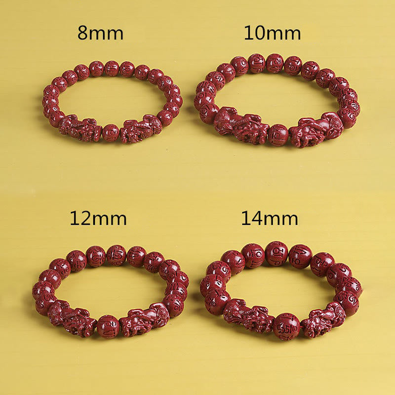 Buddha Stones Natural Double PiXiu Cinnabar Om Mani Padme Hum Wealth Luck Bead Bracelet - image 12