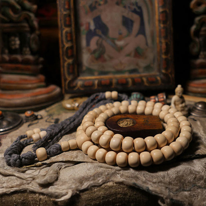 Buddha Stones 108 Mala Beads Abelia Biflora Wood Warding Off Evil Spirits Wrist Mala - image 10