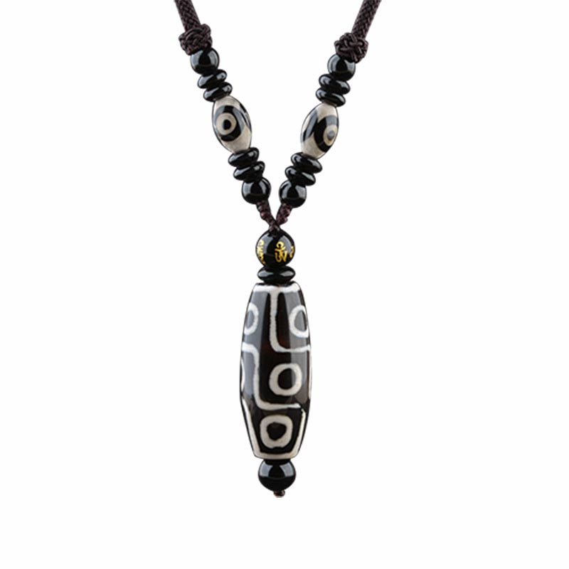 Buddha Stones Nine-Eye Dzi Bead Wealth Protection Necklace - image 4