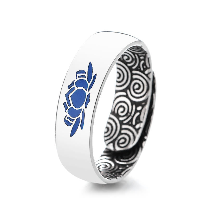 Buddha Stones Tibetan Blue Lotus Auspicious Clouds Copper Enlightenment Ring - image 3