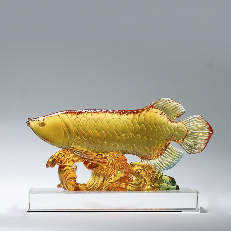 Buddha Stones Handmade Liuli Crystal Koi Fish Art Piece Luck Home Office Decoration - image 1