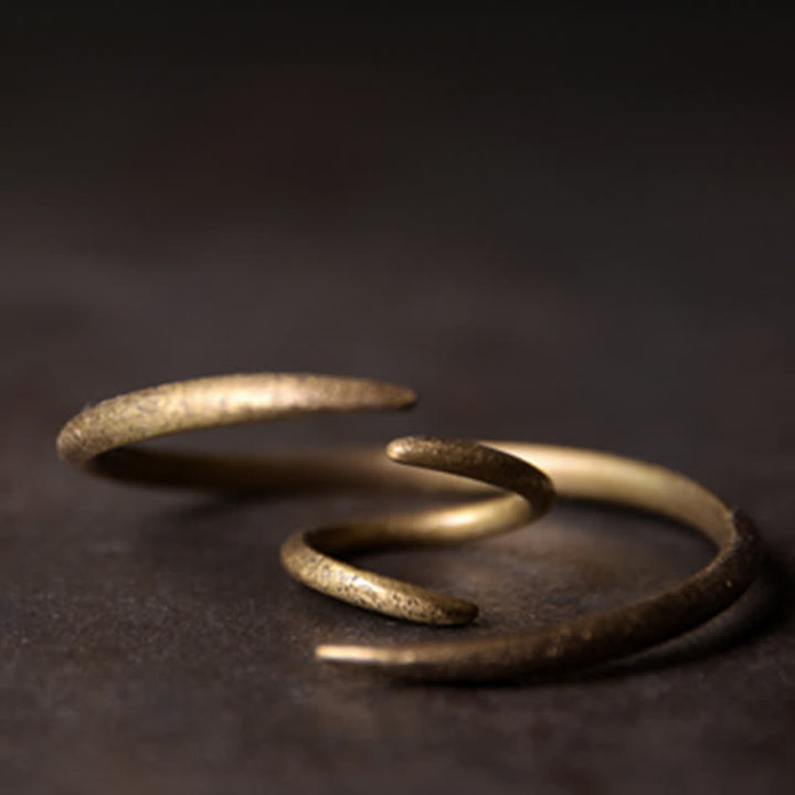 Buddha Stones Simple Design Copper Luck Adjustable Cuff Bracelet - image 6