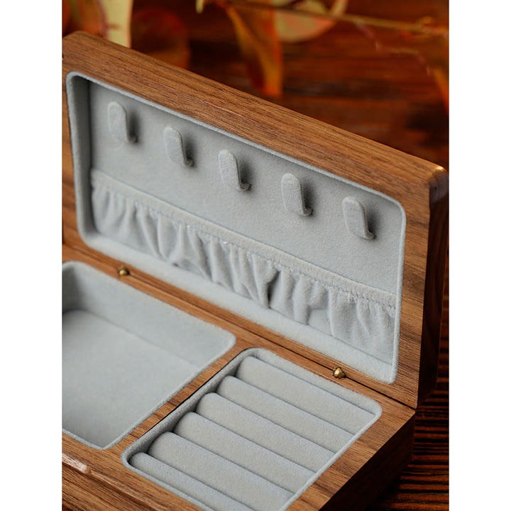 Vintage Handmade Black Walnut Wood Jewelry Storage Box Wooden Gift Box - image 4