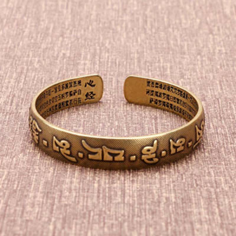 Buddha Stones 2Pcs Om Mani Padme Hum Dragon Phoenix Copper Leather Peace Cuff Bracelet Bangle - image 10