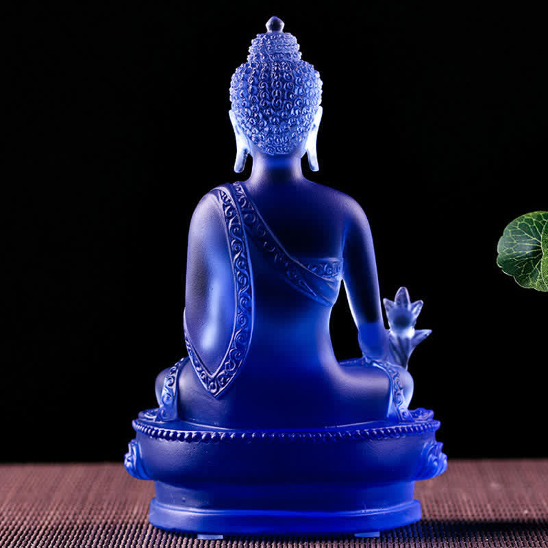 Buddha Stones Medicine Buddha Handmade Liuli Crystal Art Piece Compassion Statue Home Office Offering Decoration - image 4