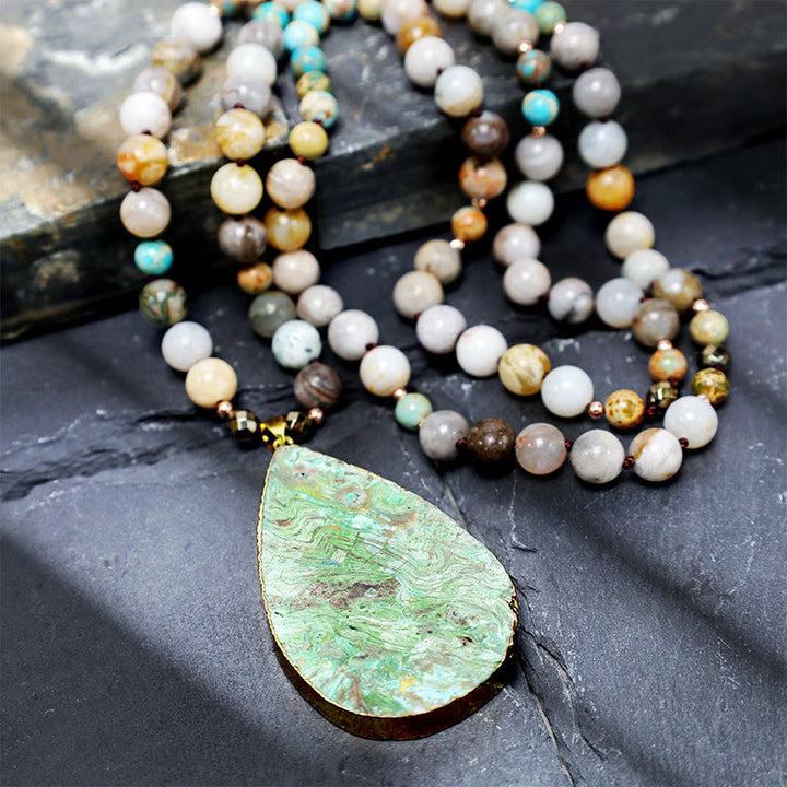 Buddha Stones Natural Ocean Picasso Jasper Beaded Healing Neckace - image 2