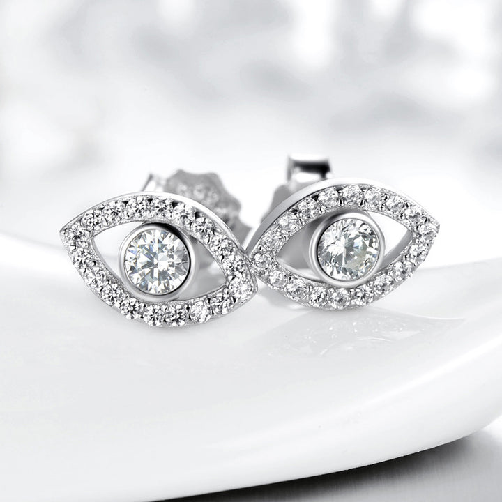 Buddha Stones 925 Sterling Silver Evil Eye Symbol Protection Stud Earrings - image 2