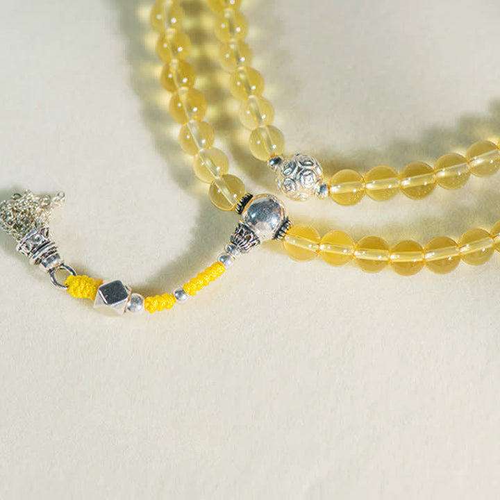 Buddha Stones 108 Mala Beads 925 Sterling Silver Natural Citrine Red Agate White Jade Prosperity Charm Bracelet - image 25