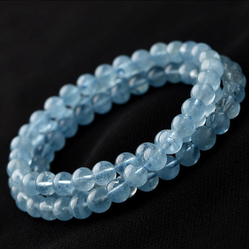 Buddha Stones Natural Aquamarine Peace Healing Bracelet - 7mm - image 0