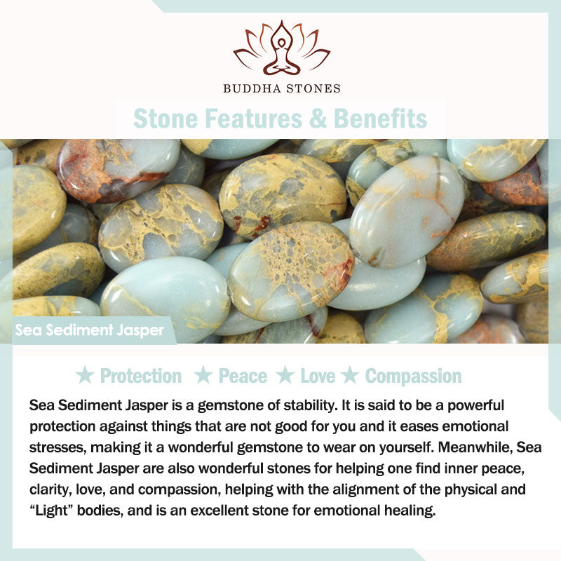Buddha Stones Natural Stone Sea Sediment Jasper Agate Protection Peace Bracelet - image 5