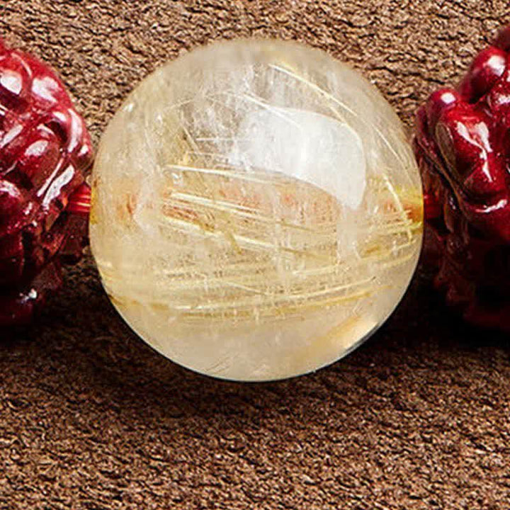 Buddha Stones Gold Sheen Obsidian PiXiu Cinnabar Om Mani Padme Hum Protection Bracelet - image 13