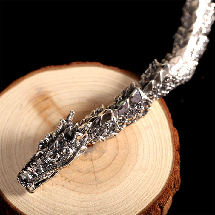 Buddha Stones 925 Sterling Silver Dragon Luck Success Bracelet Bangle - image 3