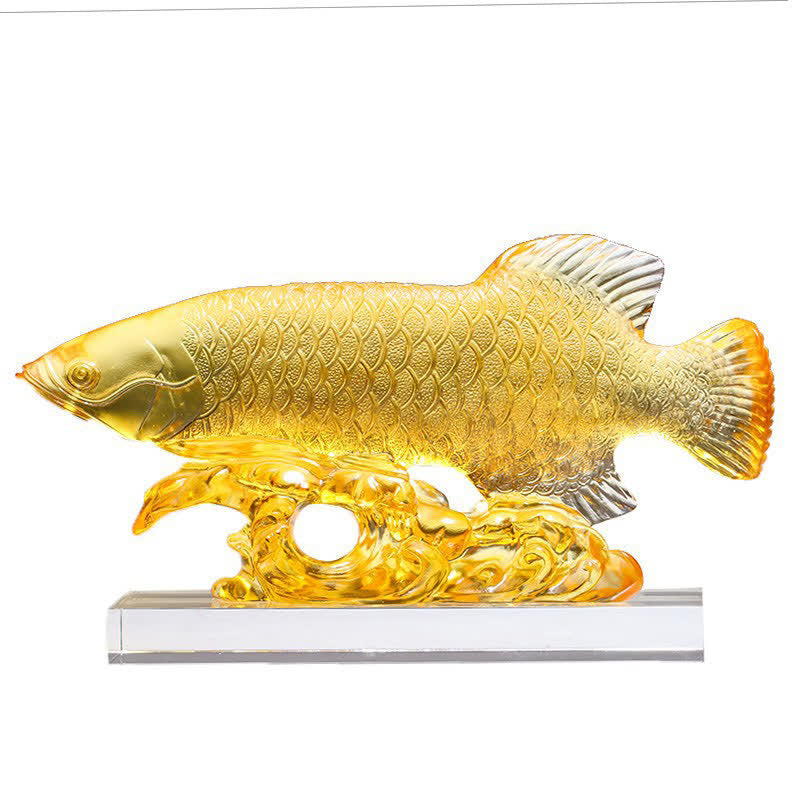 Buddha Stones Handmade Liuli Crystal Koi Fish Art Piece Luck Home Office Decoration - image 14