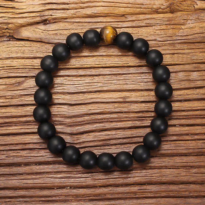 Buddha Stones 108 Mala Beads Frosted Stone Tiger Eye Balance Bracelet Necklace Pendant - Bracelet - image 1