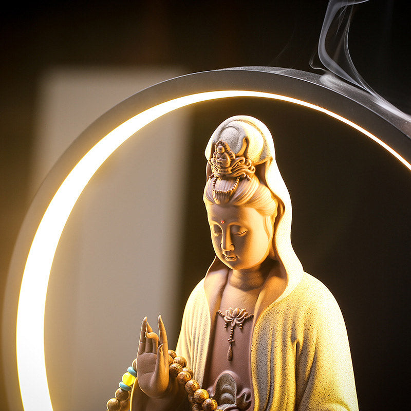 Buddha Stones Buddha Avalokitesvara Ceramic Lotus Relaxation Incense Burner Decoration - image 13