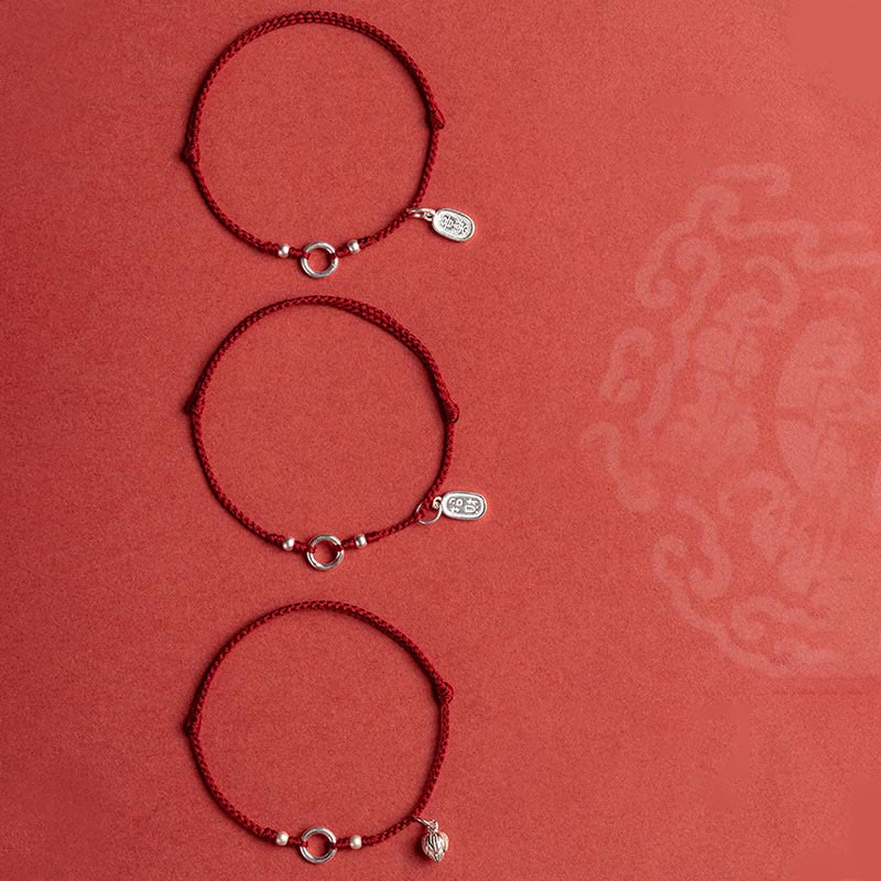 Buddha Stones 925 Sterling Silver Lucky Fortune Peace Joy Lotus Peace Buckle Red String Bracelet - image 14