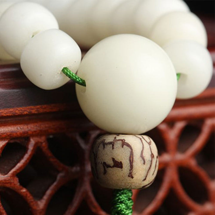 Buddha Stones White Jade Bodhi Lotus Mala Harmony Necklace Bracelet - image 10