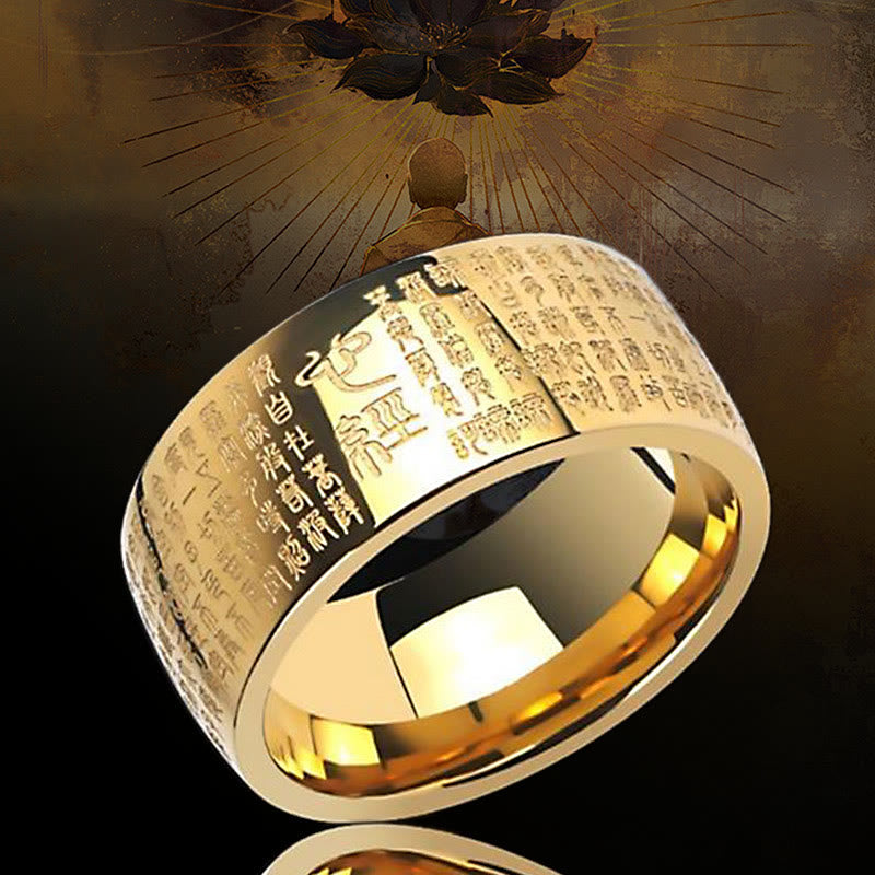 Buddha Stones FengShui Buddhism Ancient Heart Sutra Lucky Ring - image 1