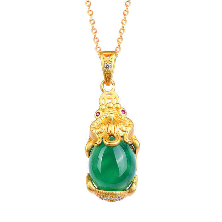 Buddha Stones Natural Jade PiXiu Balance Necklace - image 0