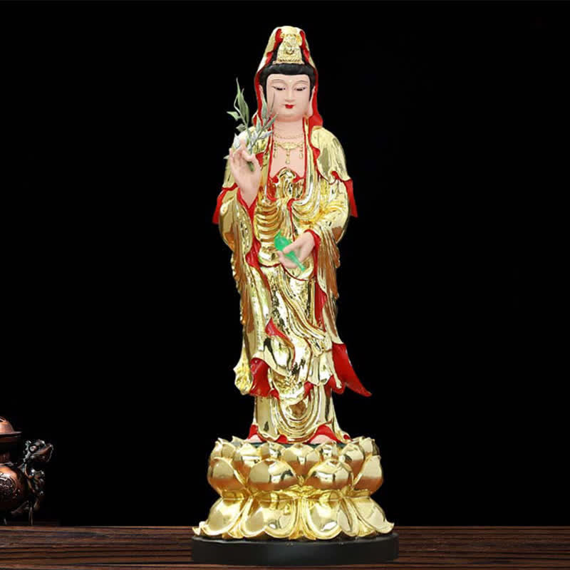 Buddha Stones Chenrezig Bodhisattva Avalokitesvara Figurine Harmony Resin Statue Home Decoration - Gold - image 4