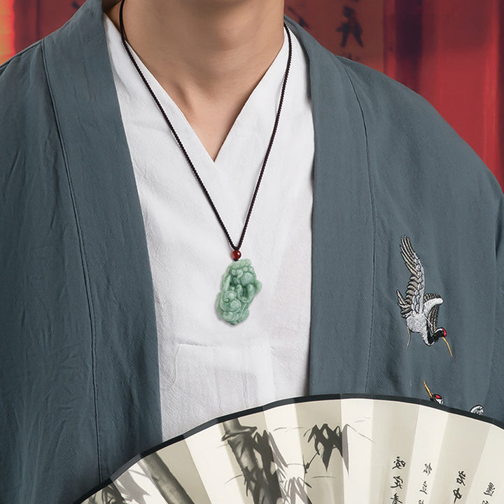 Buddha Stones Jade PiXiu Wealth Luck String Necklace Pendant - image 3