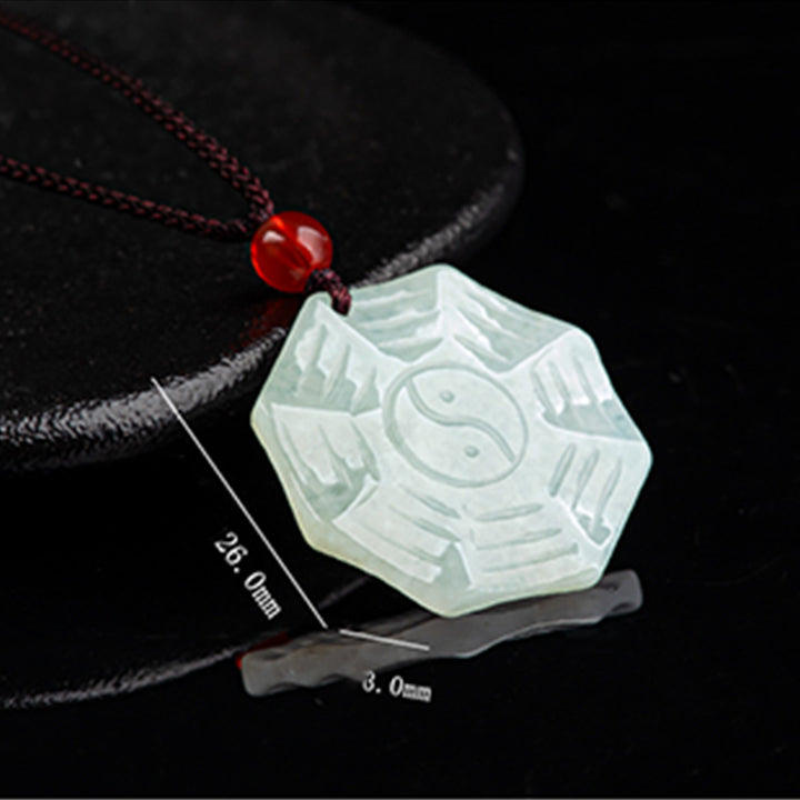 Buddha Stones Natural Jade Bagua Yin Yang Luck Necklace Pendant - image 7