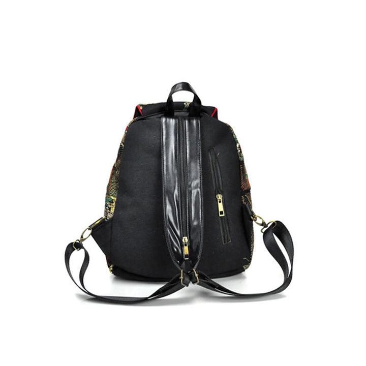 Buddha Stones Peacock Embroidery Canvas Tassel Backpack - image 9