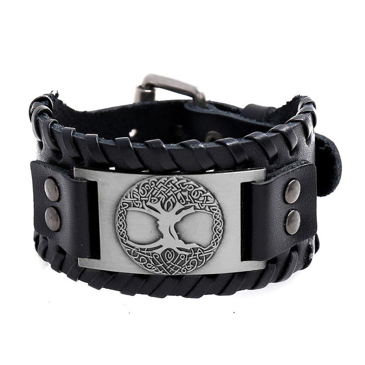 Buddha Stones Lucky Tree Of Life Balance Leather Bracelet - Silvery - image 3