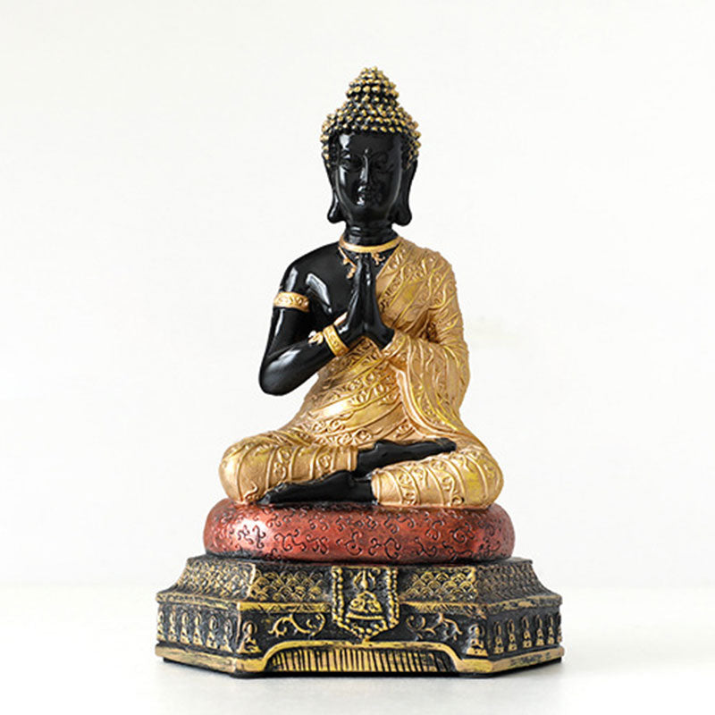 Buddha Stones Buddha Compassion Resin Statue Decoration - Gold - image 12