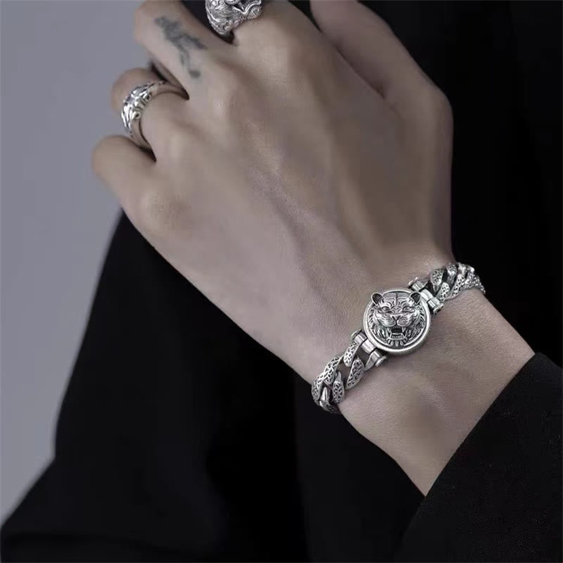 Buddha Stones Tiger Tang Dynasty Flower Design Engraved Luck Energy Bracelet - image 6