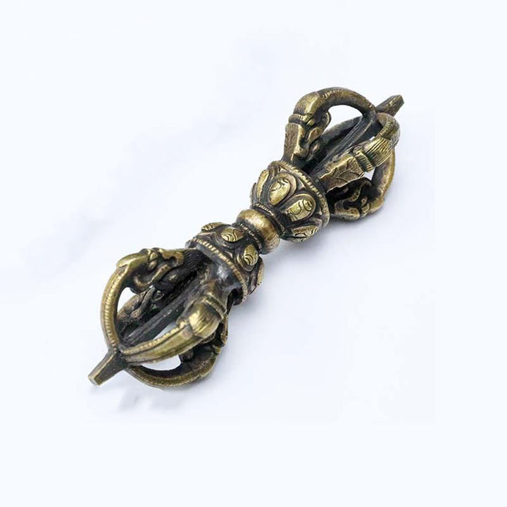 Buddha Stones Handmade Nepal Five Prong Three Prong Vajra Dorje Strength Copper Decoration - Bronze Five Prong Vajra Dorje-11.5cm - image 9