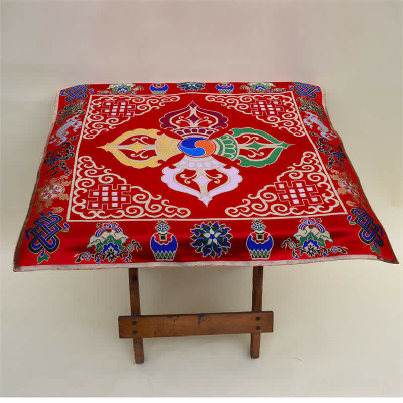 Flower Endless Knot Prayer Altar Mat Healing Meditation 8 Auspicious Symbols Mat Table Runner - image 26