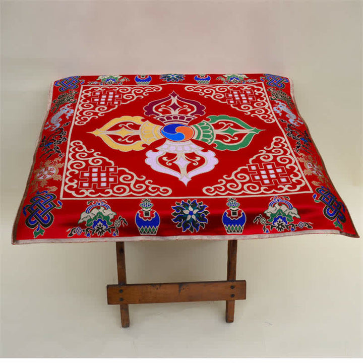 Flower Endless Knot Prayer Altar Mat Healing Meditation 8 Auspicious Symbols Mat Table Runner - image 26